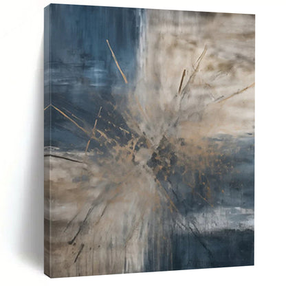 “Blue - Brown Abstract Burst” - Abstract Expressionist Painting On Canvas DTP119
