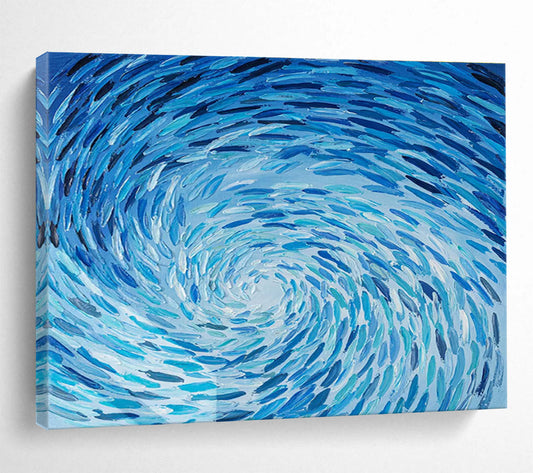 “Swirling Blue Vortex” - Dynamic Abstract Painting On Canvas DKH789