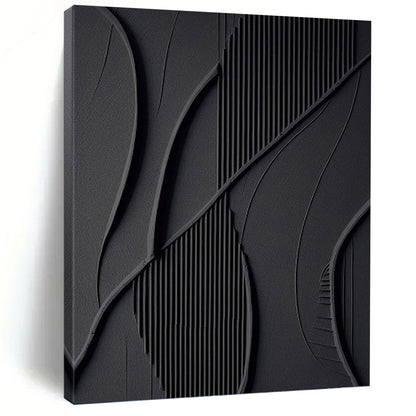 Black, Textured Abstract Forms - Abstract Painting On Canvas DKH1465