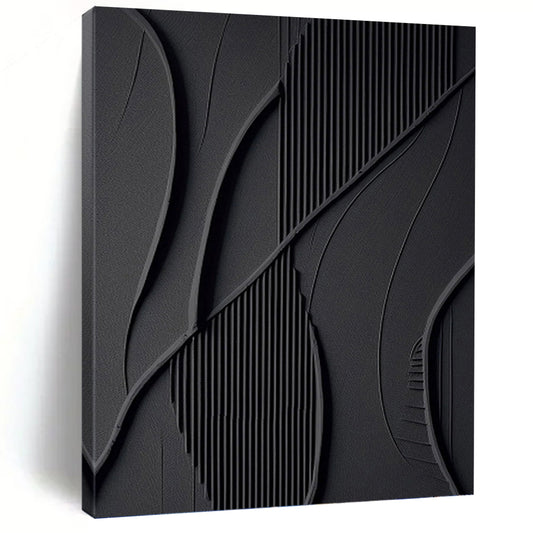 Black, Textured Abstract Forms - Abstract Painting On Canvas DKH1465