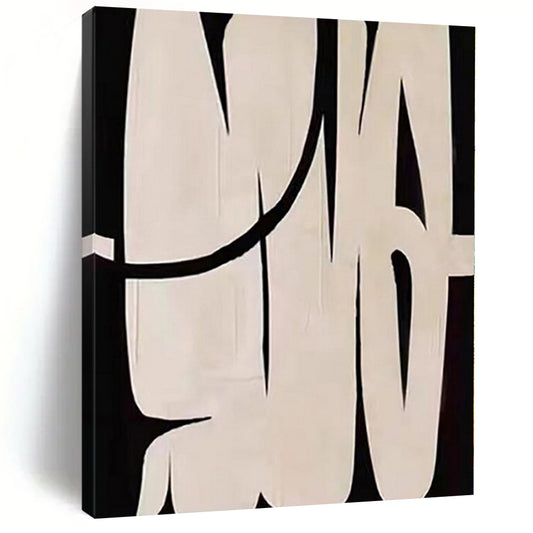 “Black and White Bold Forms” – Graphic Abstract Painting CT1119