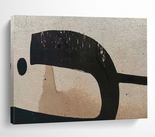 Black and Beige Minimalist “Abstract Form Simplicity” Painting On Canvas DKH139
