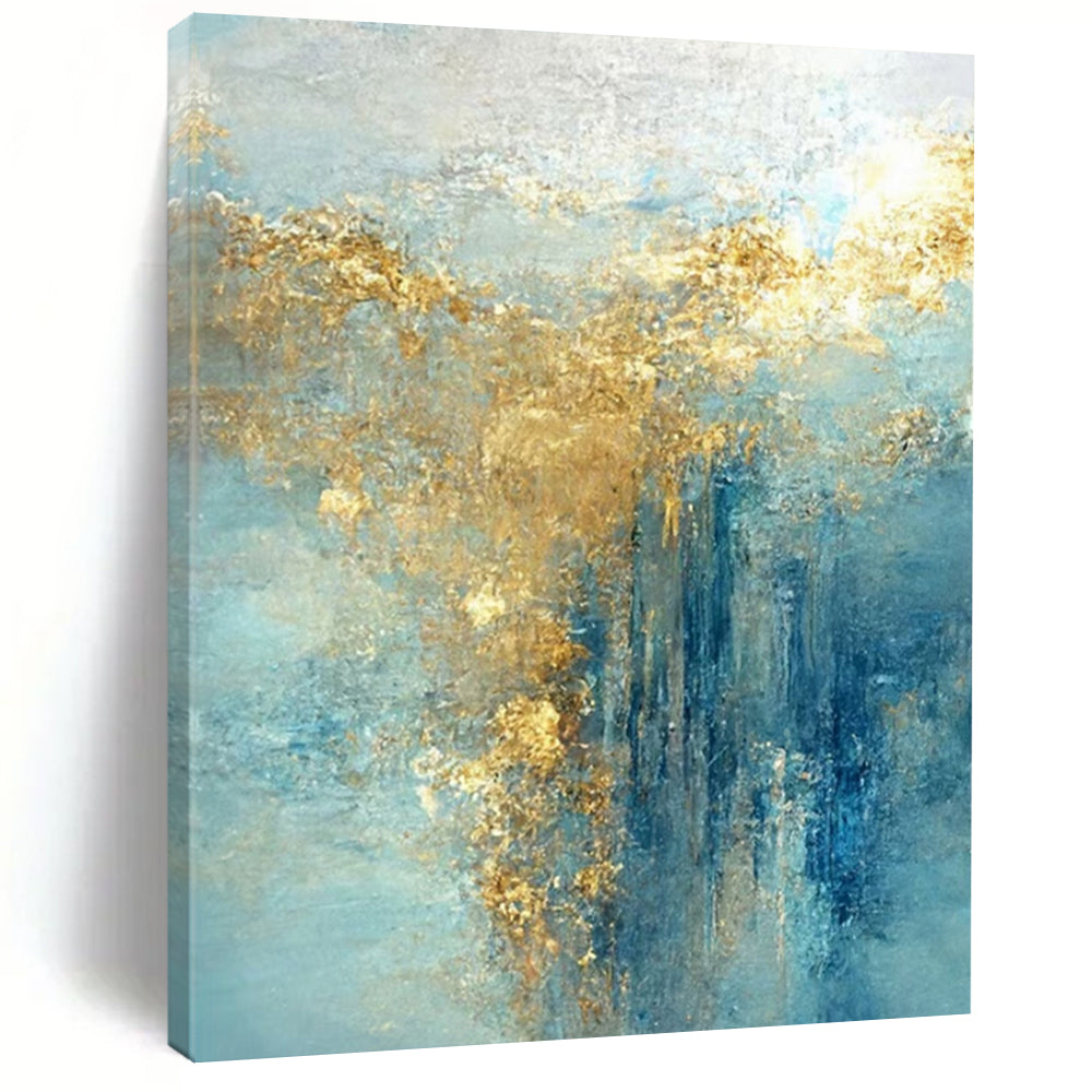 “Blue, Gold Cloud - like Flow” – Romantic Abstract Art CT1010