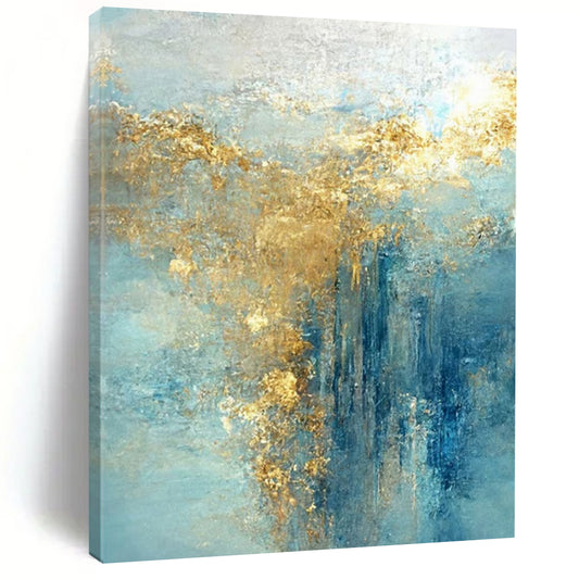 “Blue, Gold Cloud - like Flow” – Romantic Abstract Art CT1010