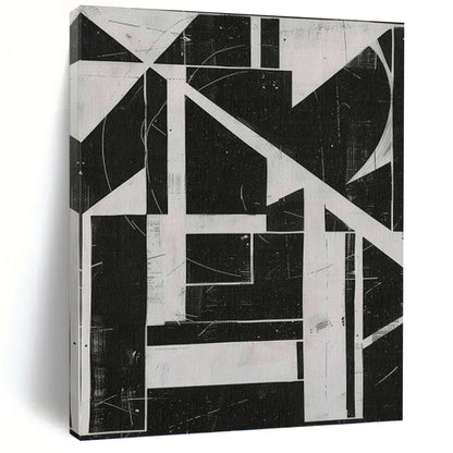 Monochrome Geometric Collage - Urban Edge Painting On Canvas DKH1151