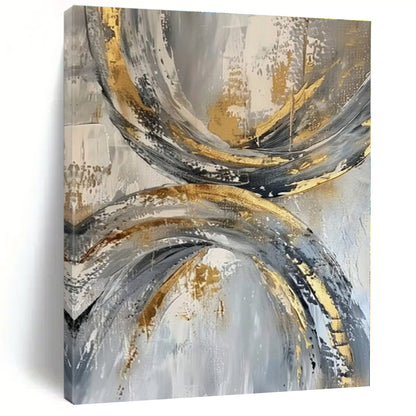 Grey - Gold Looping Textures - Abstract Impasto Acrylic CT1266