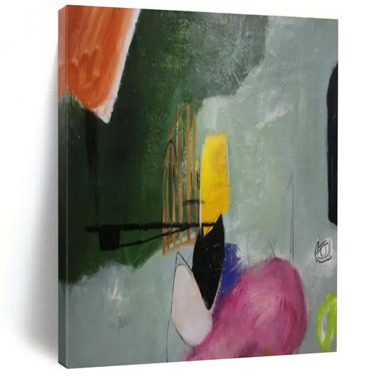 Color - Block Geometric Abstraction - Cubism - Inspired Acrylic Painting CT1405
