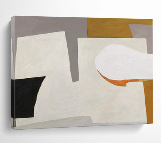 Cool Tones & Abstract Stairs in Blue, Gray, and White, Architectural Abstract Painting On Canvas DKH577