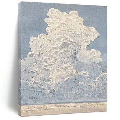 White Clouds on Blue - Textured Sky Painting On Canvas DKH1142