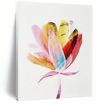 “Vibrant Watercolor Flower” - Pink, Yellow, Blue Watercolor Painting On Canvas DTP215