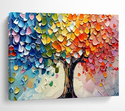 “Colorful Palette Knife Tree” - Whimsical Landscape Painting On Canvas DKH798