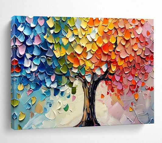 “Colorful Palette Knife Tree” - Whimsical Landscape Painting On Canvas DKH798