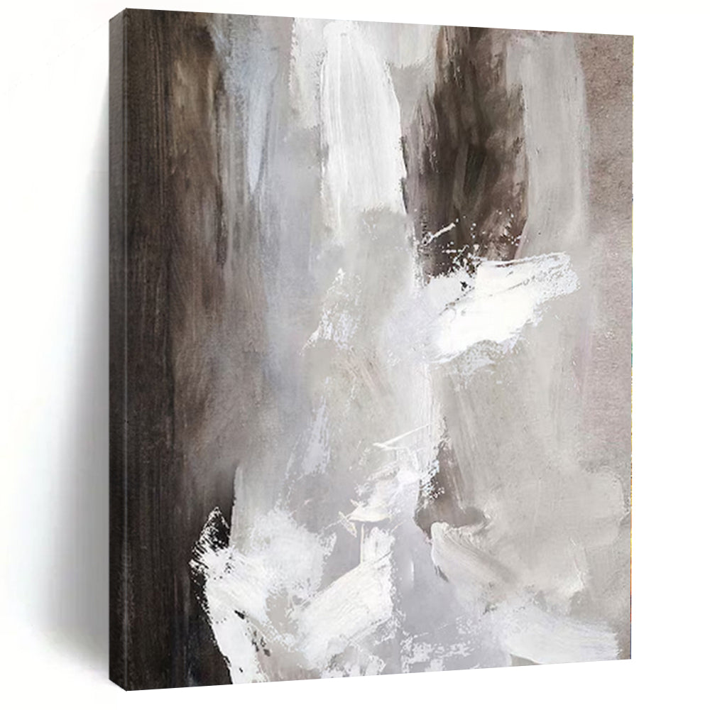 “Gray and White Dynamic Brushstrokes” – Abstract Expressionist Painting CT1118