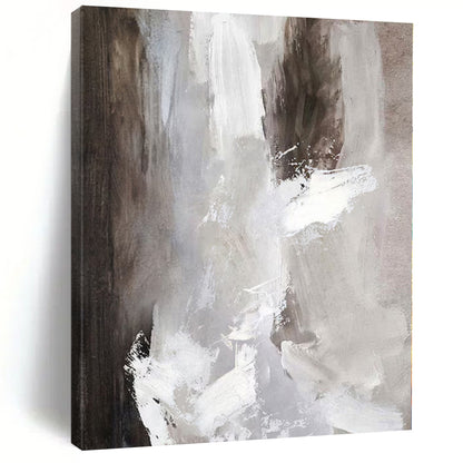 “Gray and White Dynamic Brushstrokes” – Abstract Expressionist Painting CT1118