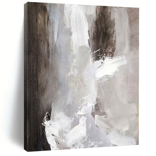“Gray and White Dynamic Brushstrokes” – Abstract Expressionist Painting CT1118