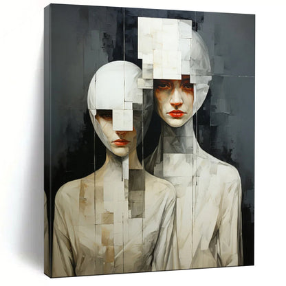 “Fragmented Figures: Cubist - Inspired Portrait” - Modernist Figurative Acrylic on Canvas CT1895
