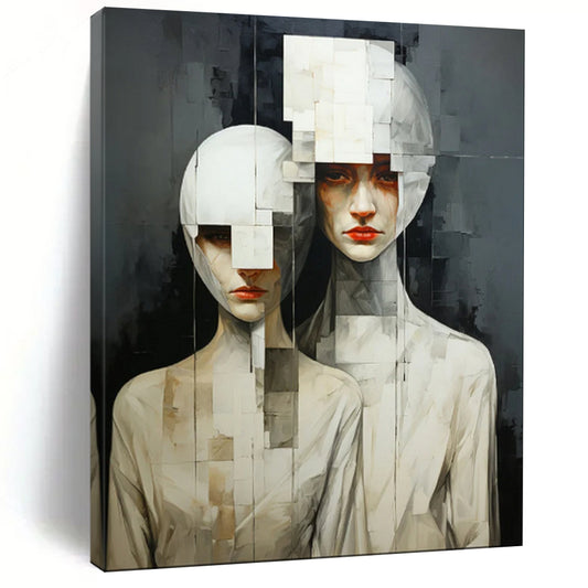 “Fragmented Figures: Cubist - Inspired Portrait” - Modernist Figurative Acrylic on Canvas CT1895