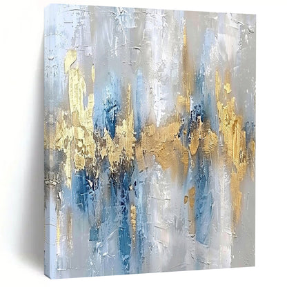 “Gray, Blue, Gold Urban Silhouette” – Urban - Inspired Abstract Art CT1011