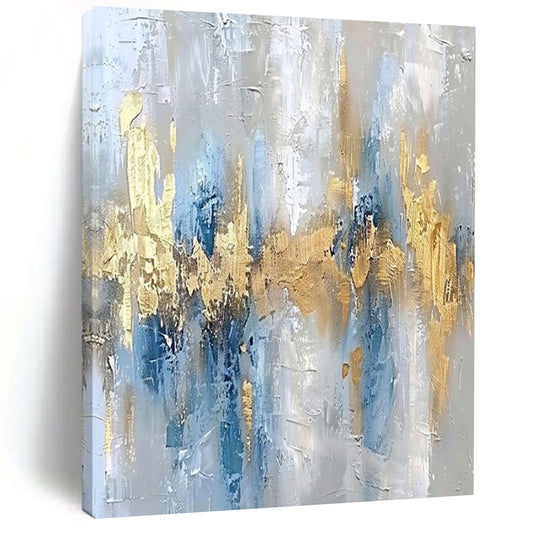 “Gray, Blue, Gold Urban Silhouette” – Urban - Inspired Abstract Art CT1011