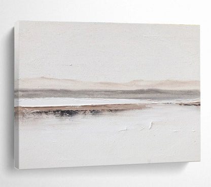 Delicate Earth Tone Layers - White, Brown & Gray Abstract Painting On Canvas DKH915