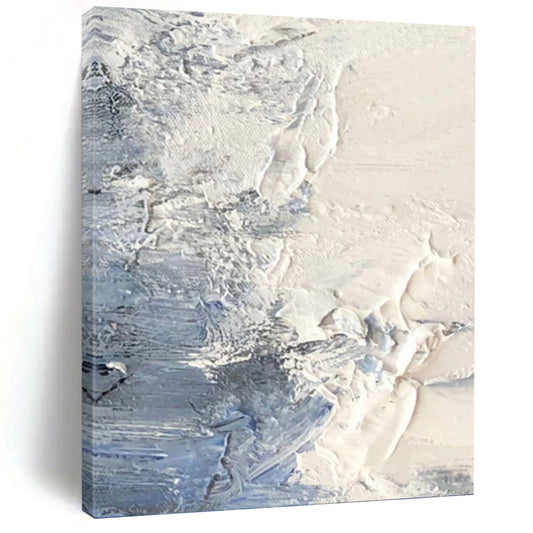 White & Blue Textured Surface - Abstract Textured Painting On Canvas DKH1265
