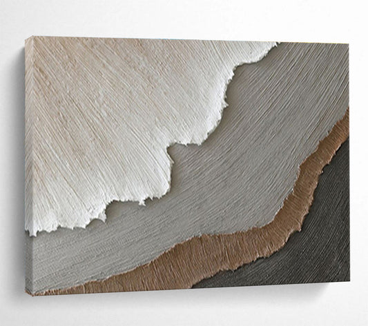 “Layered Neutrals”：Textured Beige Gray Abstract Painting On Canvas DKH251