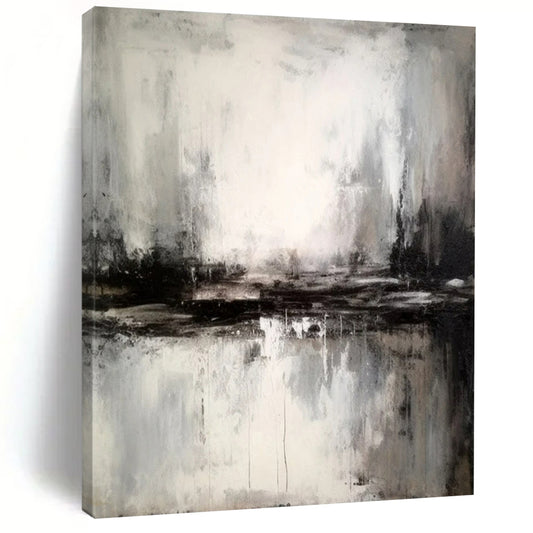 “Misty Monochrome Lake” ，Abstract Landscape Oil Painting CT0922