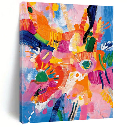 “Colorful Flower Burst” - Multicolor, Expressive Floral Painting On Canvas DTP287