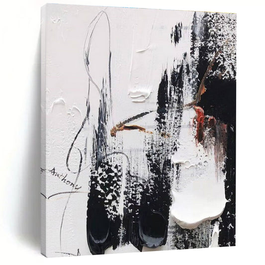 “Black - White - Red - Gray Expressive Strokes” ，Abstract Acrylic Painting CT0793