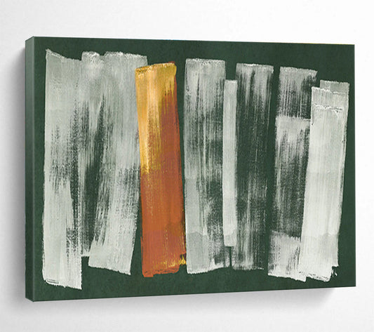 Green Background with Colorful Strokes - Abstract Expressionist Painting On Canvas DKH612