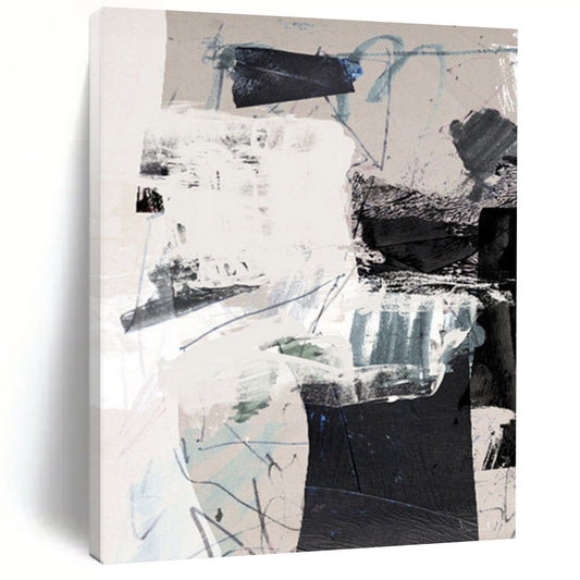 “Collage - Style Abstract” - Mixed - Media Collage Abstract Painting On Canvas DTP194