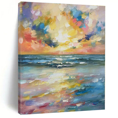 Vibrant Seaside Sunset - Impressionist Seaside Acrylic Painting CT1396