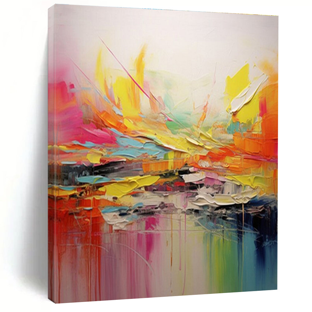 “Explosive Color Bursts, Dynamic Abstract Shapes” - “Color Eruption”，Abstract Acrylic Painting CT0695