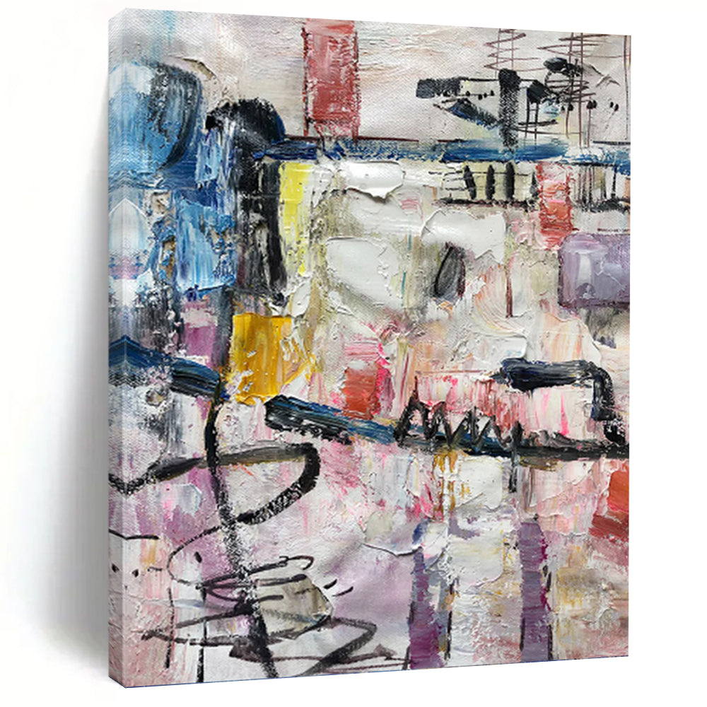 Colorful Urban Abstraction - Abstract Expressionist Painting On Canvas DKH1268