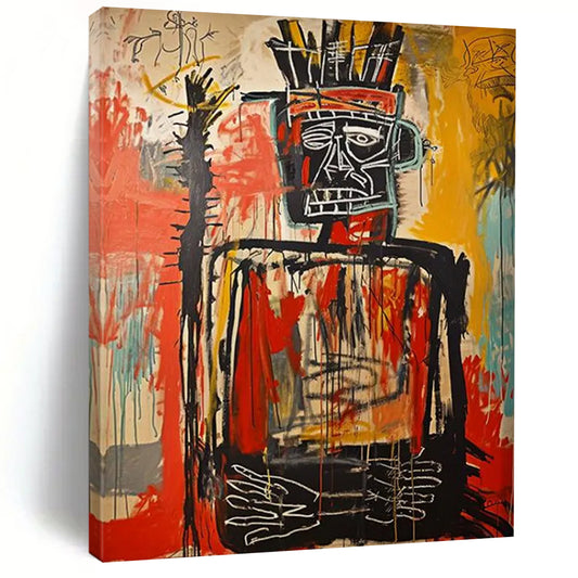 “Regal Tribal Figure” - Basquiat - Inspired Street Art Painting On Canvas DTP108