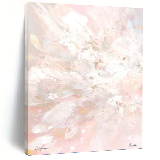 “Pink - Tinted Floral Dream” - Ethereal Flower Abstraction Painting On Canvas DKH1088