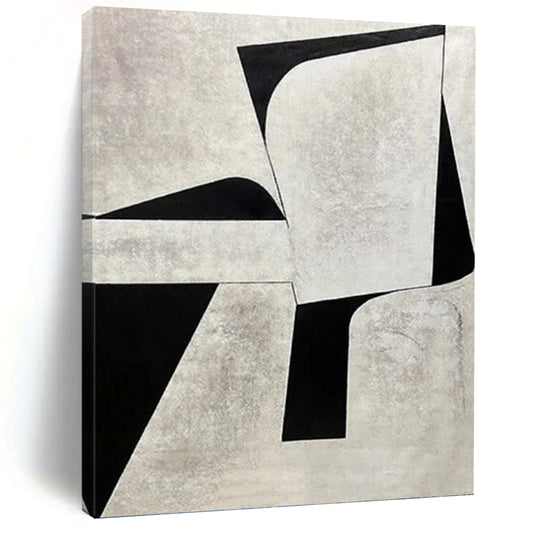 “Black and White Geometric - Modernist Vision” Painting On Canvas DKH1128