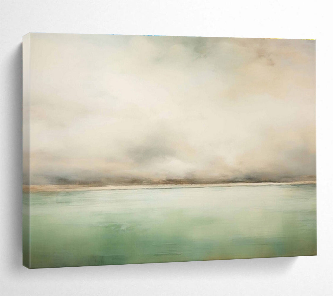 Soft - Toned Seascape “Calm Coastal Mist” Painting On Canvas DKH159