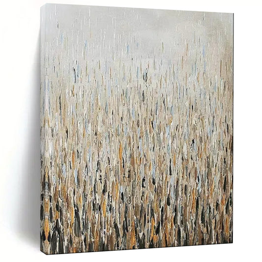 “Textured Reeds in Neutral Tones” - Impasto Abstract Landscape on Canvas CT1889