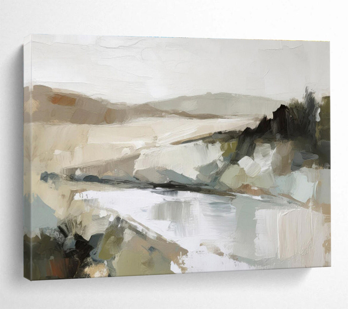 Muted Landscape Soft Tones Abstract Terrain Painting On Canvas DKH238