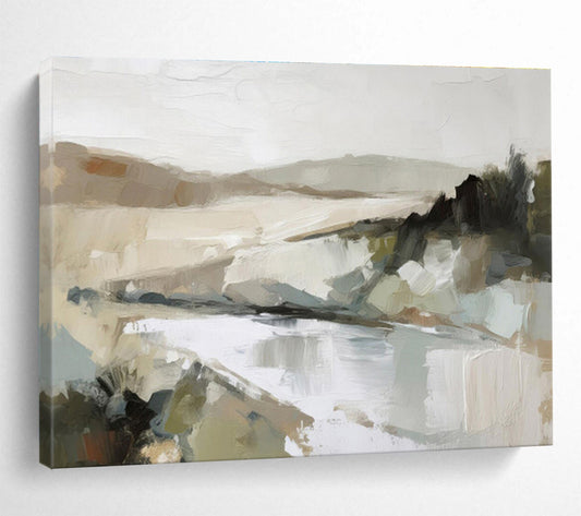 Muted Landscape Soft Tones Abstract Terrain Painting On Canvas DKH238