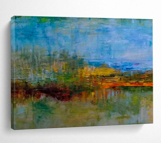 “Colorful Abstract Landscape” Abstract Post - Impressionist Painting On Canvas DKH390