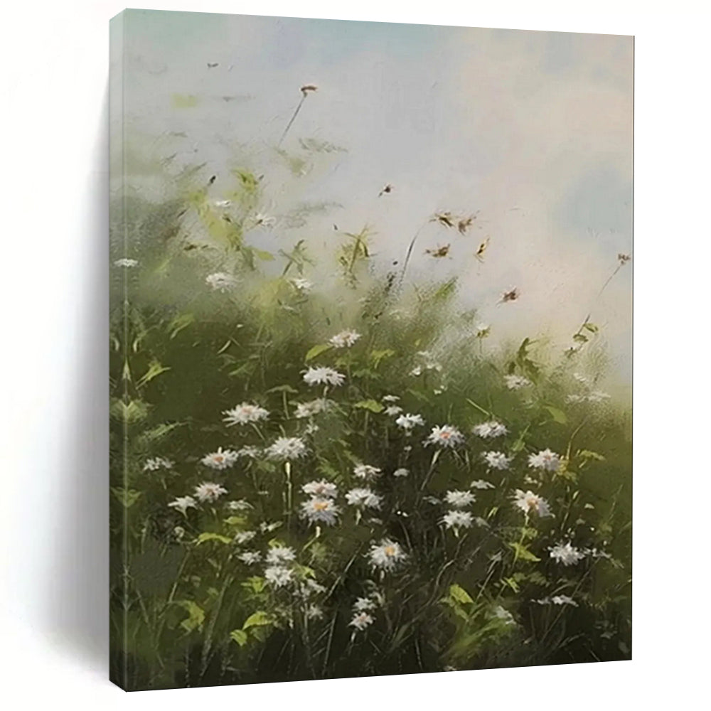 “Daisy Field with Breeze” – Impressionistic Landscape Painting On Canvas CT2108
