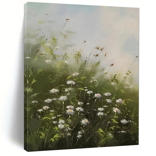 “Daisy Field with Breeze” – Impressionistic Landscape Painting On Canvas CT2108