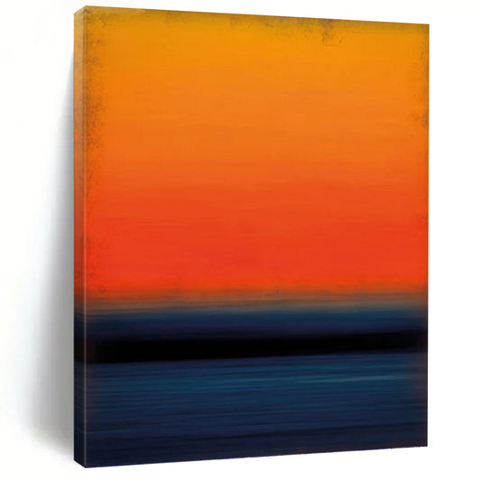 “Vibrant Sunset Stripes with Deep Blue” - Bold Color Field Sunset Painting On Canvas DKH1603