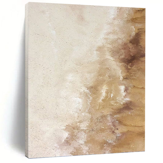 “Beige & Brown Textured Canvas” - Beige & Brown Textured Abstract Painting On Canvas DKH1223