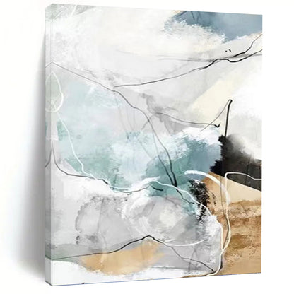 Soft Blue, Gray, and Line Abstract - Abstract Painting On Canvas DKH1337