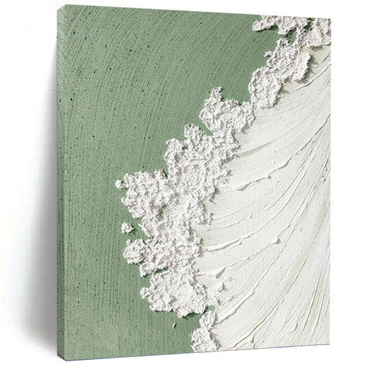 Pistachio Green and White Textured Abstract - Abstract Painting On Canvas DKH1502