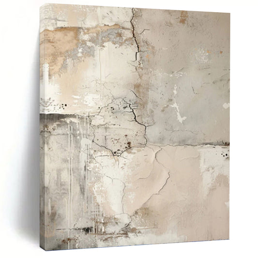 Cracked Neutral Textures - Abstract Textured Painting On Canvas DKH1251