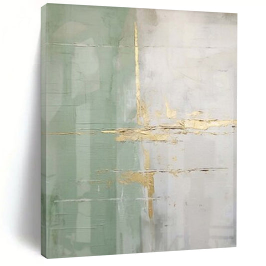 “Green - Gray - Gold Subtle Shimmer” – Minimalist Abstract Art CT1043